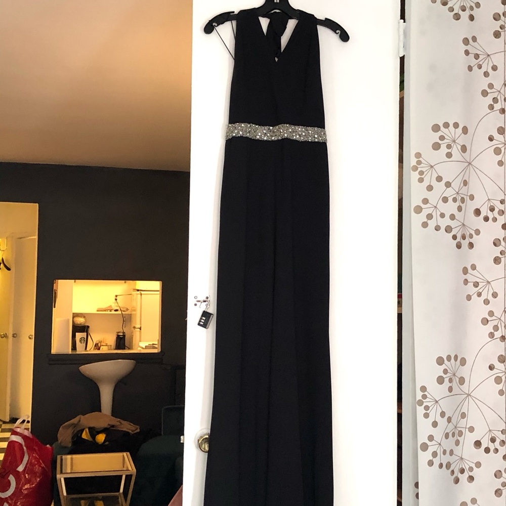 Alice & Olivia formal black halter jumpsuit.